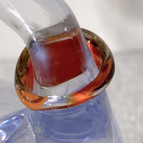 Vintage Art Glass Handmade Orange Burgundy & Gold Glitter Band Ring - Picture 4 of 11